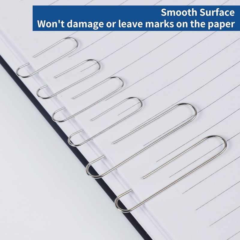 BainGesk 1800 Paper Clips Assorted Sizes Large, Medium and Small, Durable and Rustproof, Paperclips for Office School and Personal Use, Office Supplies Document Organizing (50mm, 33mm, 28mm) (Silver) - Image 5